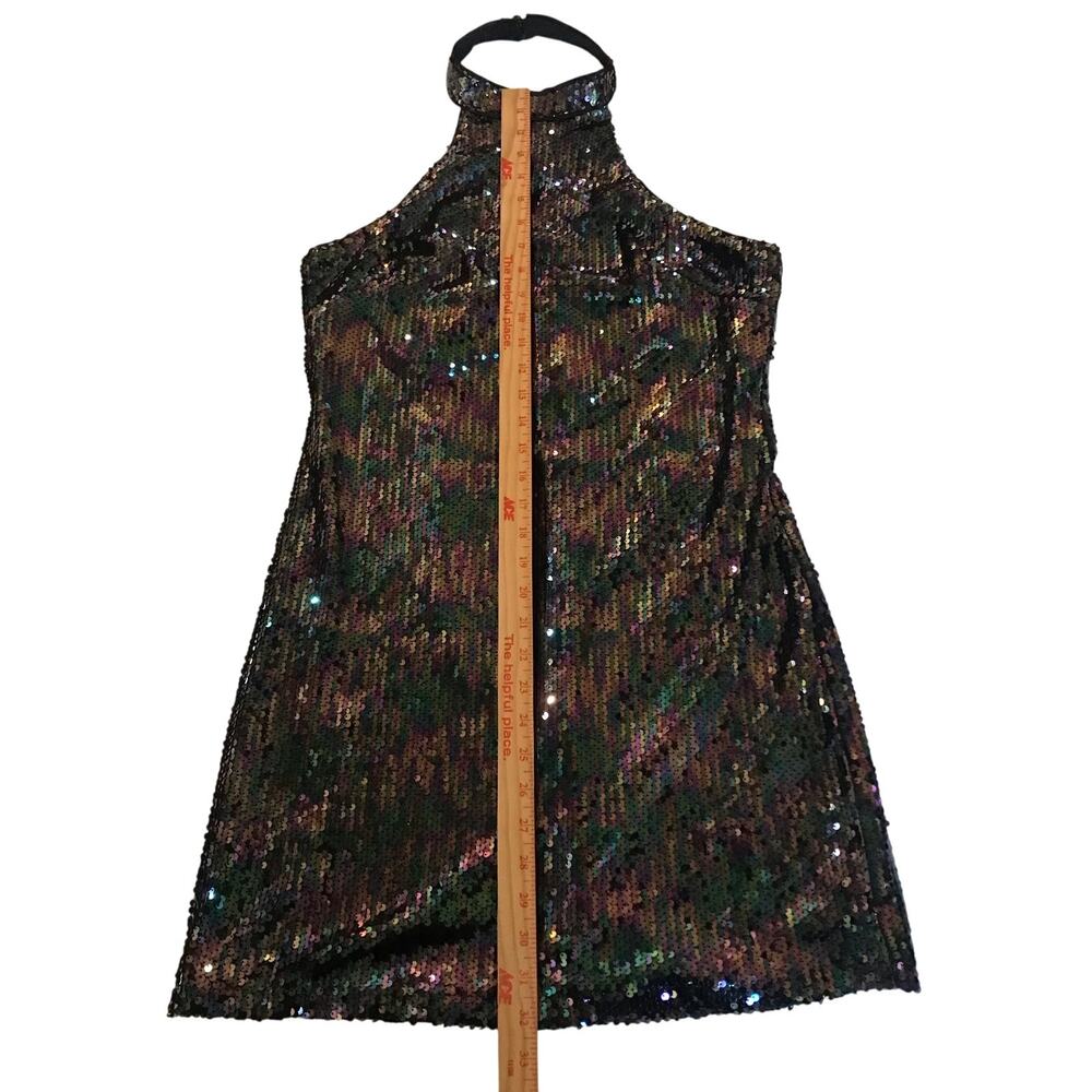 Lulu's Classic Diva Black Multi Sequin Halter Bodycon Mini Dress Size Large EUC - Picture 13 of 13